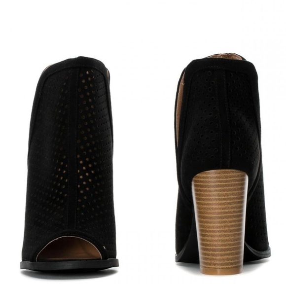 Lucky Brand Livey Peep Toe Bootie Suede Heel 11M - Picture 3 of 15